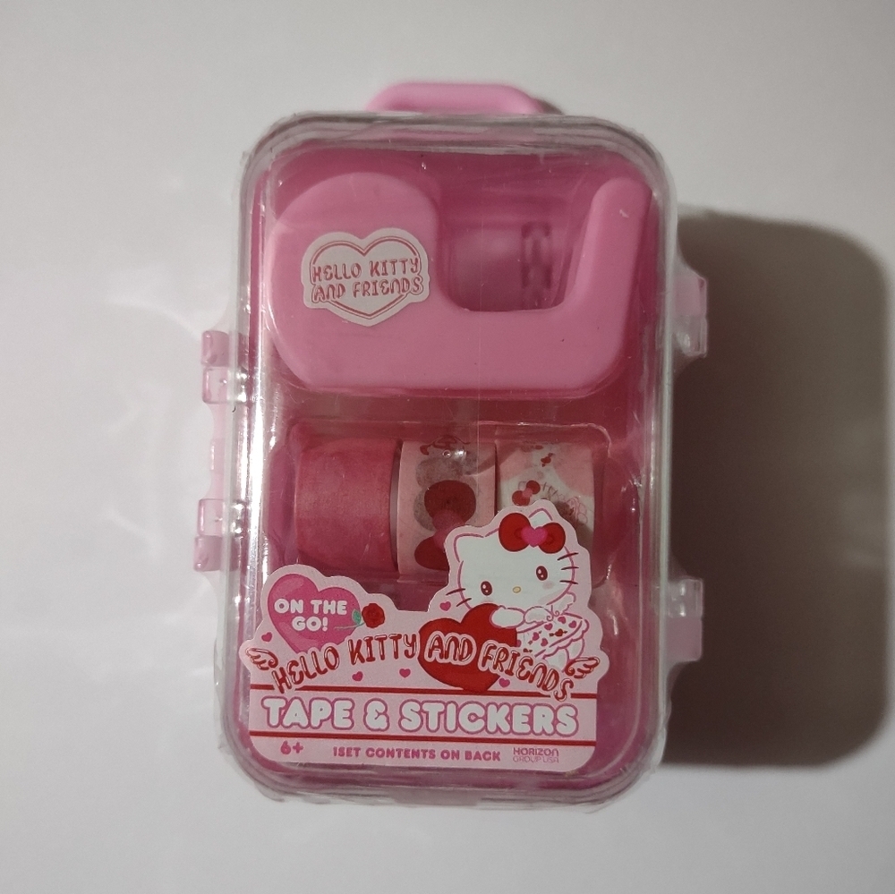 2/$10 Hello Kitty Washi Tape And Sticker Set With Pink Travel Case